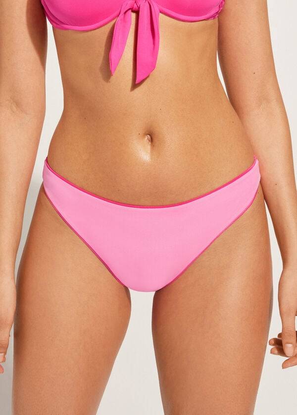 pinkfarbene calzedonia indonesia eco bikinihose für damen mit niedrigem bund