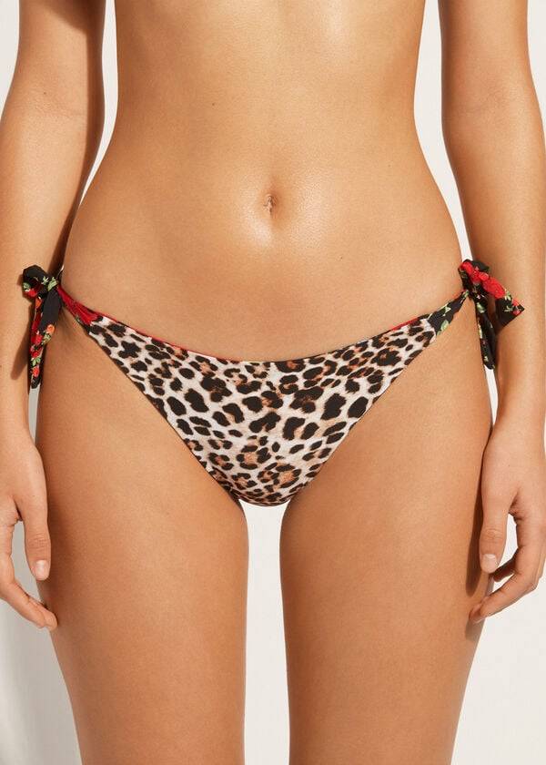 pinkfarbenes calzedonia wende-string-bikinihöschen nizza für damen