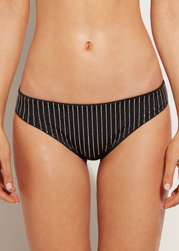 schwarze calzedonia strass-bikinihose für damen shanghai