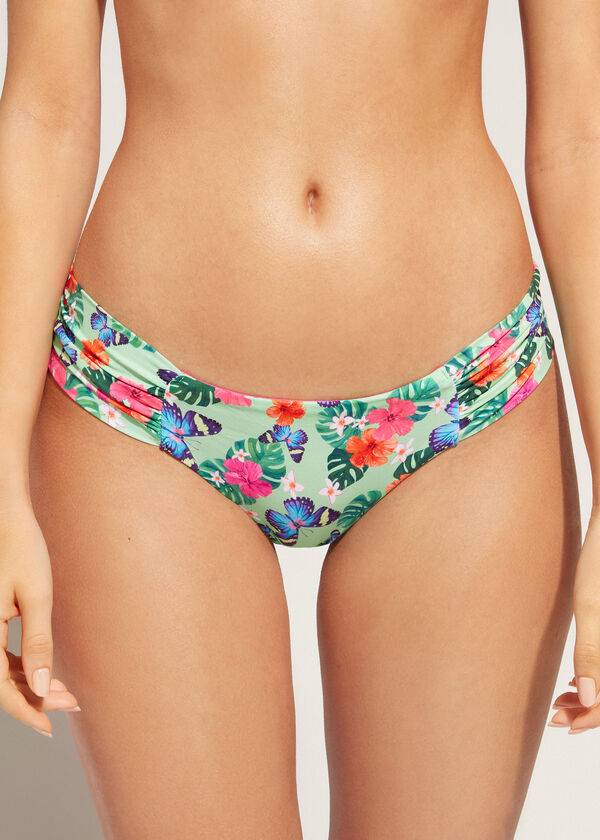 mehrfarbige calzedonia rüschen-bikinihose im brasilianischen malibu-stil für damen