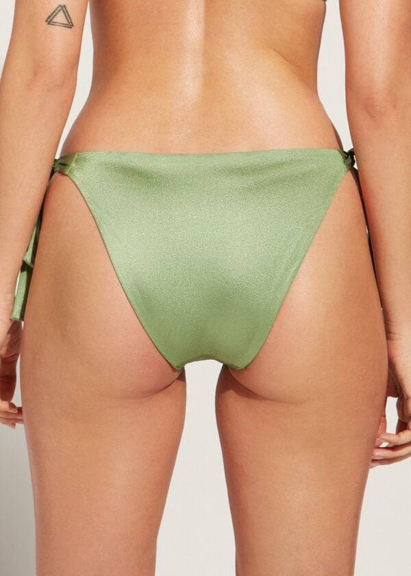 calzedonia pailletten-bikinihose cannes für damen grün