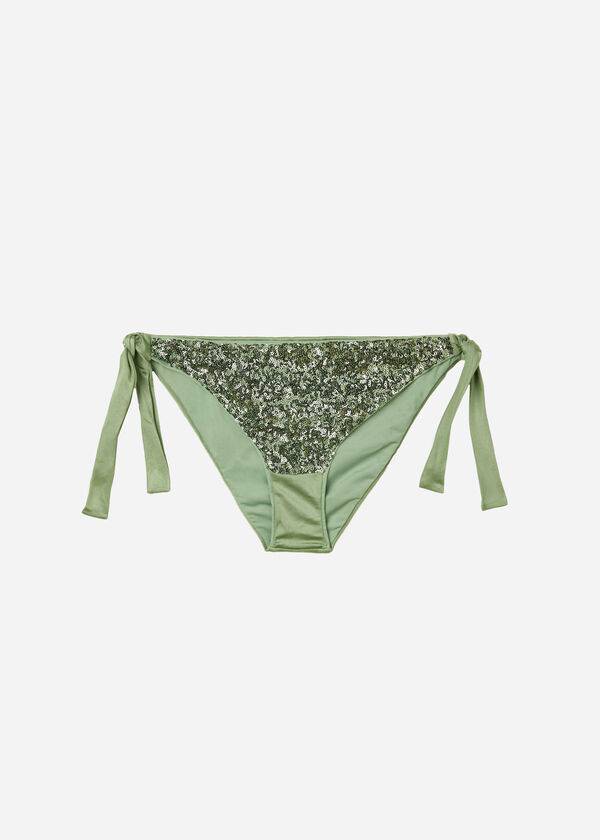 calzedonia pailletten-bikinihose cannes für damen grün