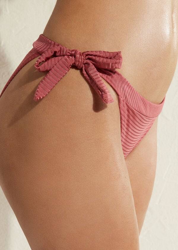 braune calzedonia biarritz bikinihose für damen mit seitlichen bändern