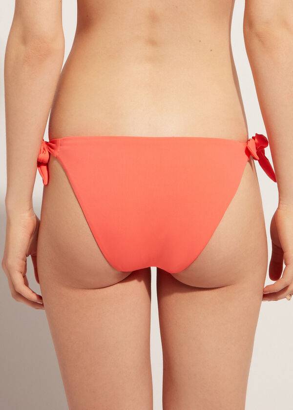 coral orange calzedonia side tie corfù damen-bikinihose