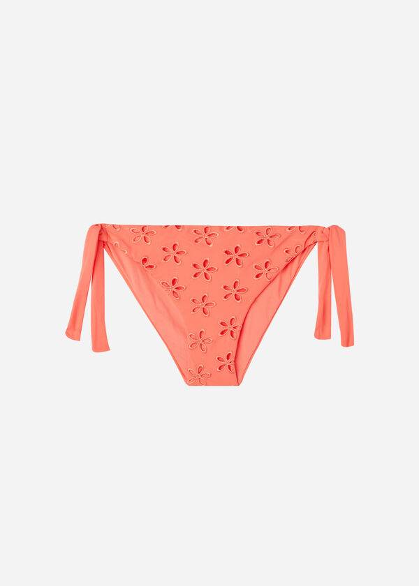 coral orange calzedonia side tie corfù damen-bikinihose