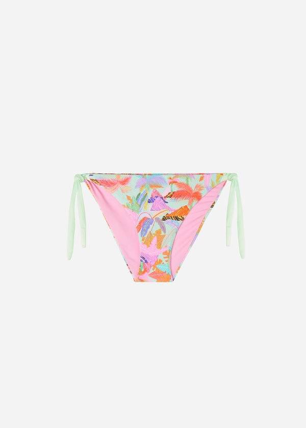 calzedonia bikinihose „tahiti mit seitlichen bändern und blätterdetail grün