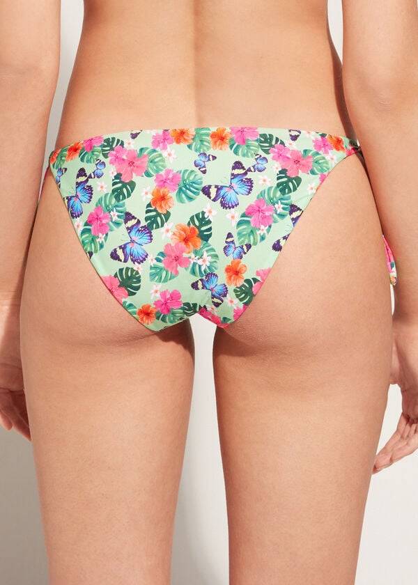 calzedonia bikinihose „malibu für damen mit seitlichen bindebändern mehrfarbig