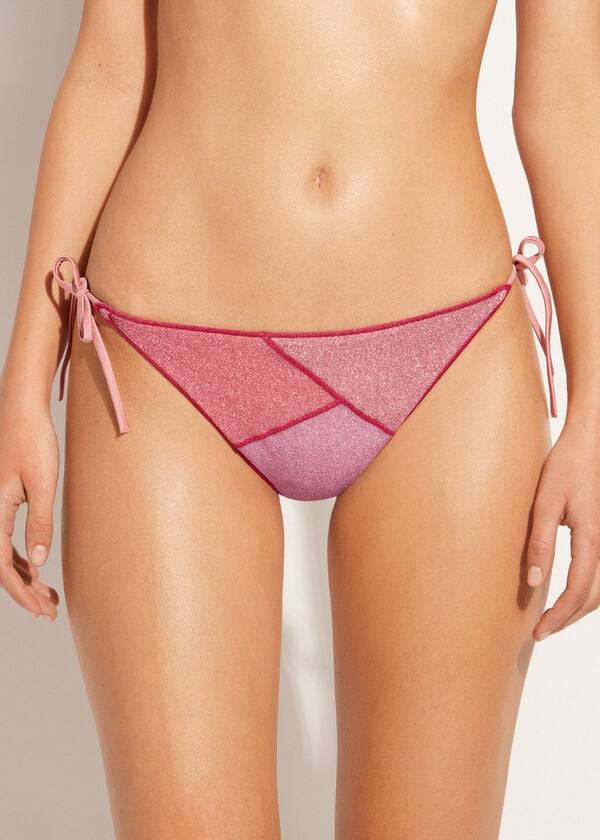 calzedonia string tie lamé lisbona damen-bikinihose rosa