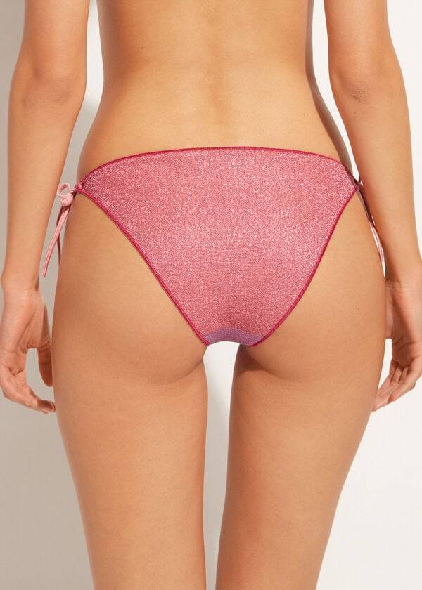 calzedonia string tie lamé lisbona damen-bikinihose rosa