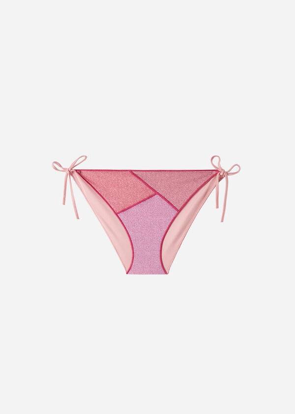 calzedonia string tie lamé lisbona damen-bikinihose rosa