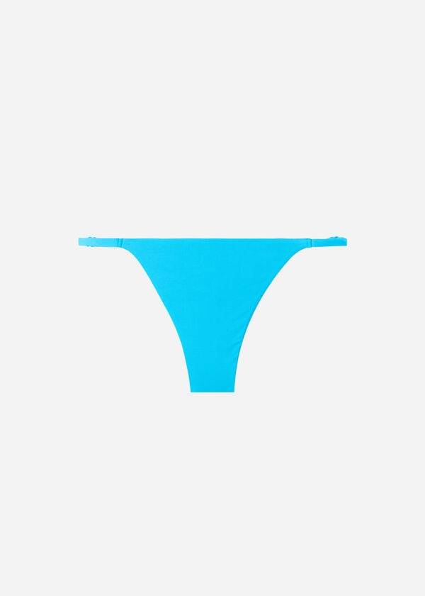 türkisfarbener calzedonia string-bikini-unterteil aus indonesischer Öko-baumwolle für damen