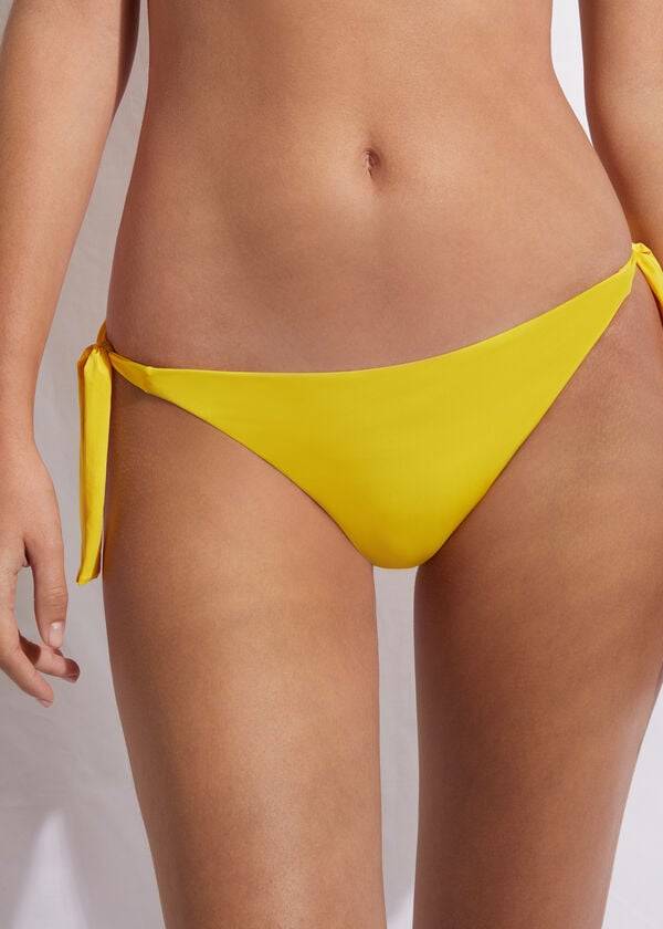 damen-bikinihose calzedonia tied indonesia eco mit seitlichen bindebändern gelb