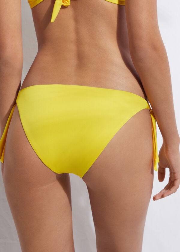 damen-bikinihose calzedonia tied indonesia eco mit seitlichen bindebändern gelb