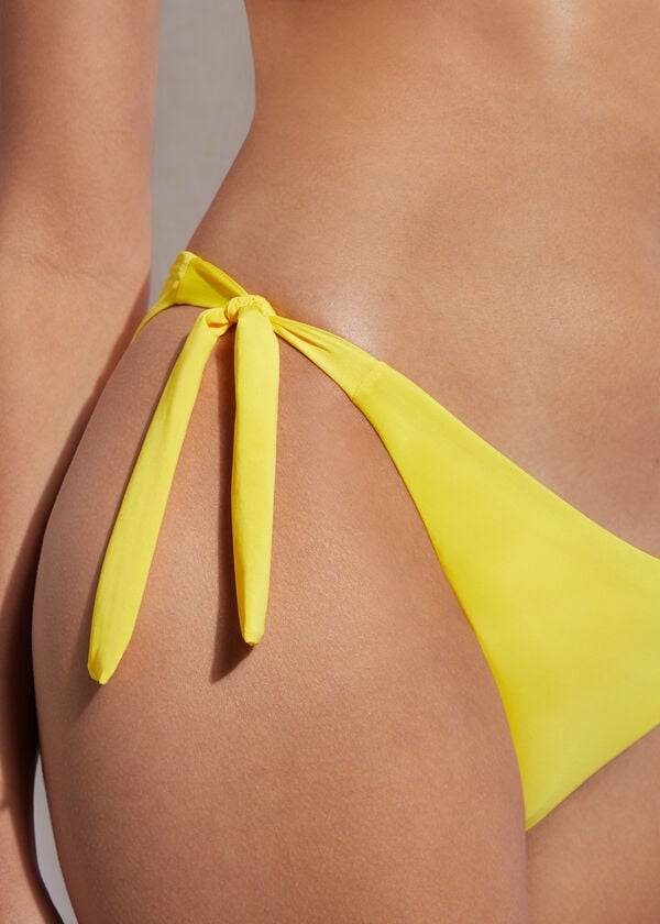 damen-bikinihose calzedonia tied indonesia eco mit seitlichen bindebändern gelb