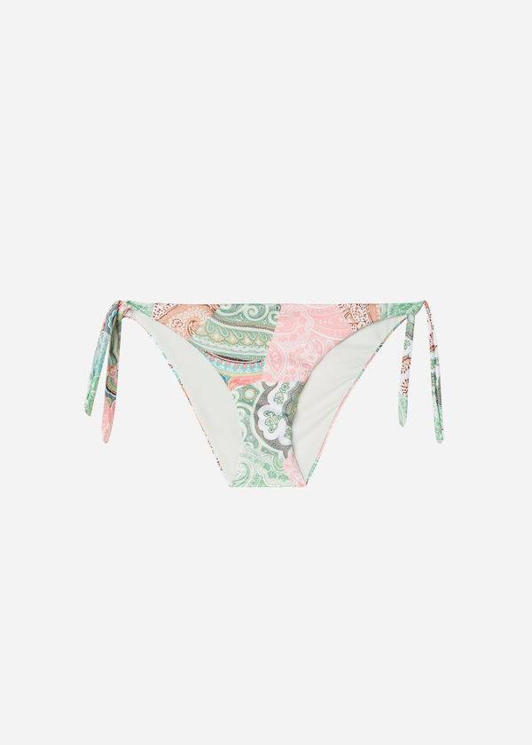 grüne calzedonia bikinihose für damen modell saint tropez mit bindebändern