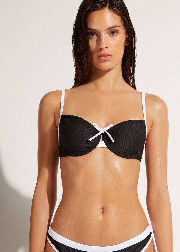 calzedonia balconette coimbra bikini-oberteil für damen schwarzweiß
