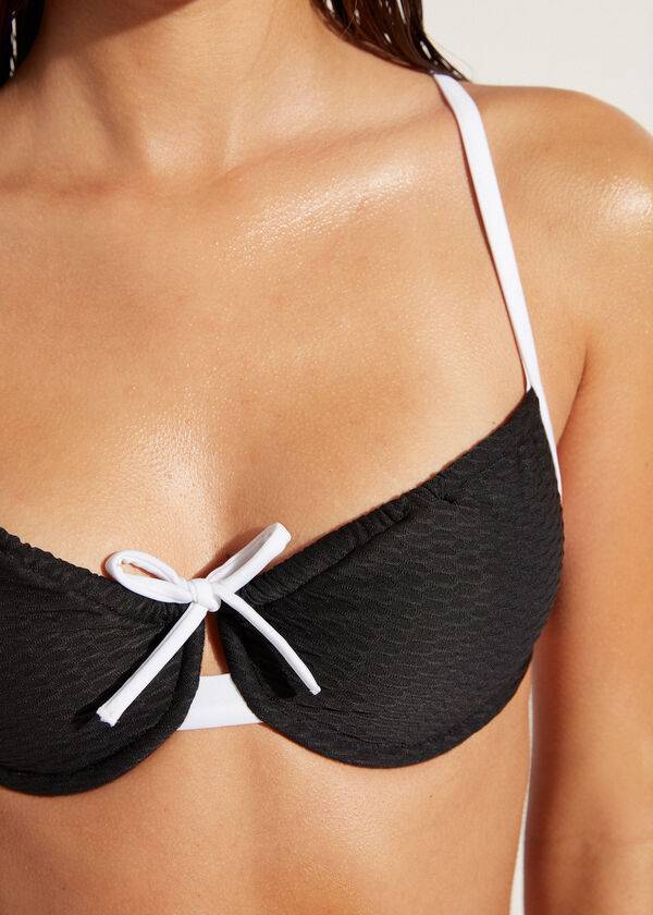 calzedonia balconette coimbra bikini-oberteil für damen schwarzweiß