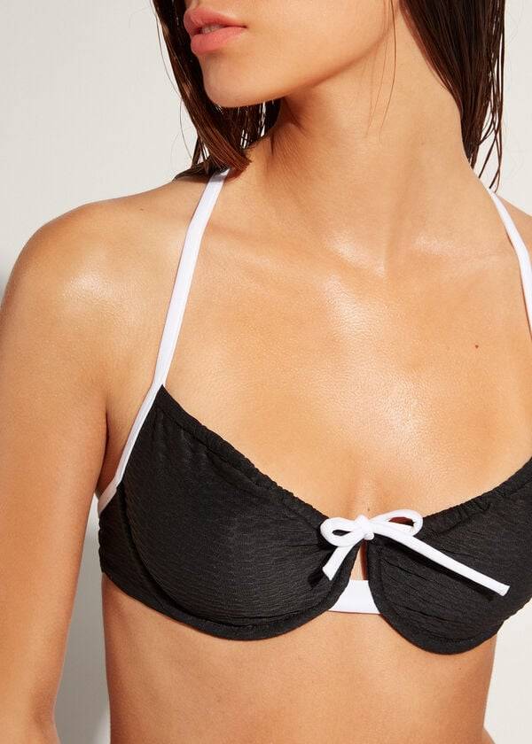 calzedonia balconette coimbra bikini-oberteil für damen schwarzweiß