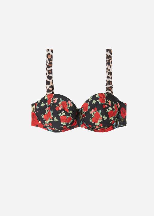 pinkschwarze calzedonia bandeau-bikini-oberteile nizza für damen leicht gepolstert