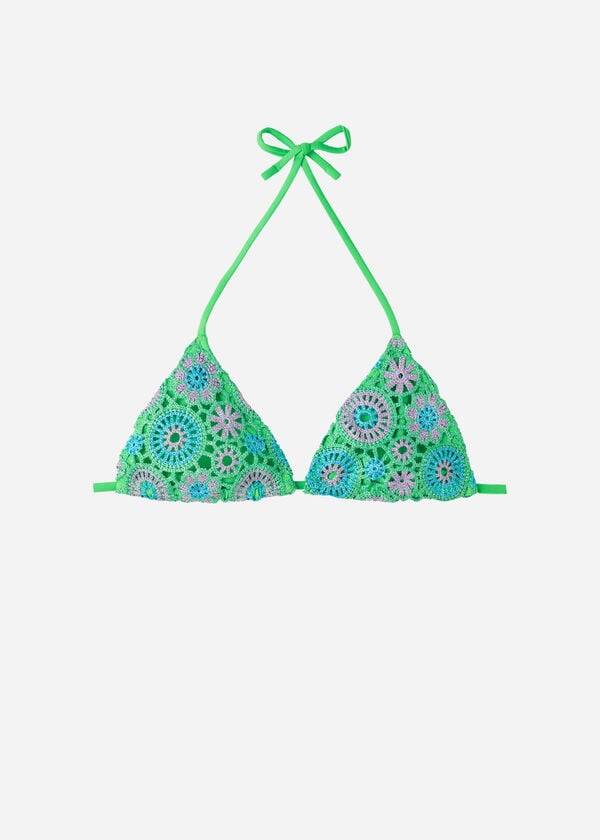 grüner calzedonia häkel-triangel-bikini-capri-top für damen