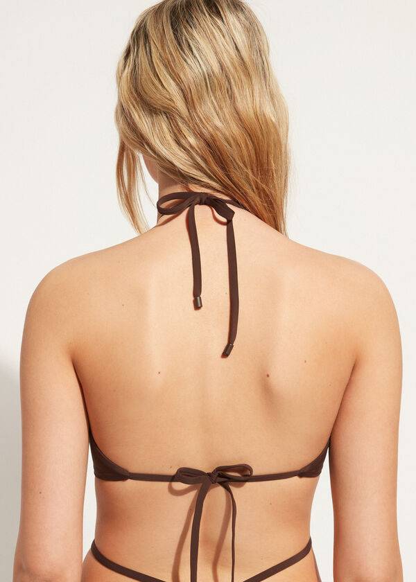 calzedonia bandeau-bikini-oberteil mit kordelzug islamorada damen kaffeebraun