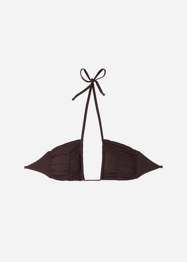 calzedonia bandeau-bikini-oberteil mit kordelzug islamorada damen kaffeebraun