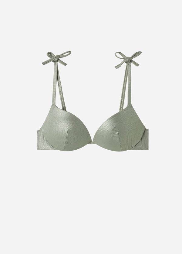 calzedonia bikini-oberteil mit abgestufter polsterung und push-up-effekt für damen grün