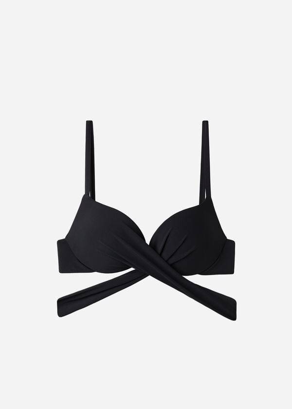 schwarze damen-bikini-oberteile von calzedonia mit abgestufter polsterung und push-up-effekt aus indonesien