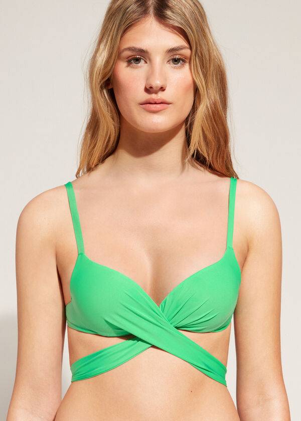 calzedonia damen-bikini-oberteil mit abgestufter polsterung und push-up-effekt indonesien grün