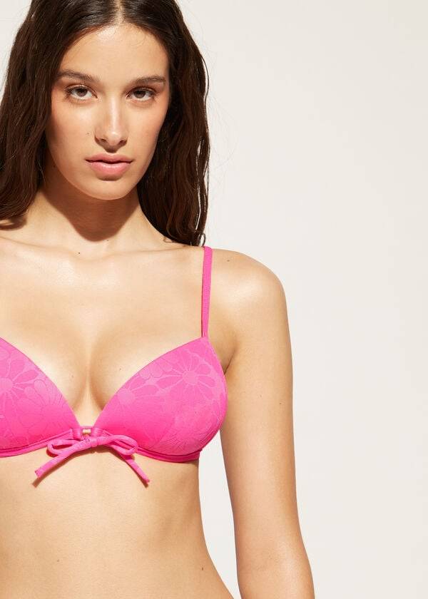pinkfarbene calzedonia triangel-bikini-oberteile für damen mit abgestufter polsterung