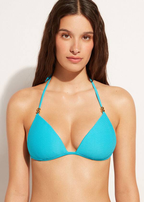 türkisfarbene calzedonia triangel-bikini-oberteile mit abgestufter polsterung von casablanca für damen