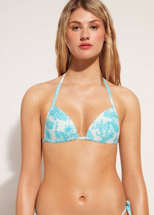 blaues calzedonia sorrento damen-bikini-oberteil mit abgestufter polsterung und dreiecksform
