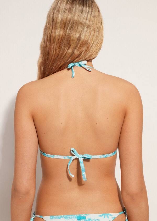 blaues calzedonia sorrento damen-bikini-oberteil mit abgestufter polsterung und dreiecksform