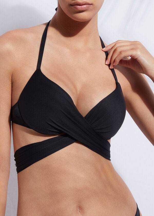 schwarze damen-bikini-oberteile von calzedonia mit abgestuftem push-up-effekt aus indonesien
