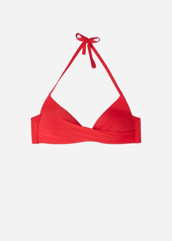 calzedonia triangel-bikini-oberteil mit abgestufter weicher polsterung und gekreuzten trägern rot indonesien