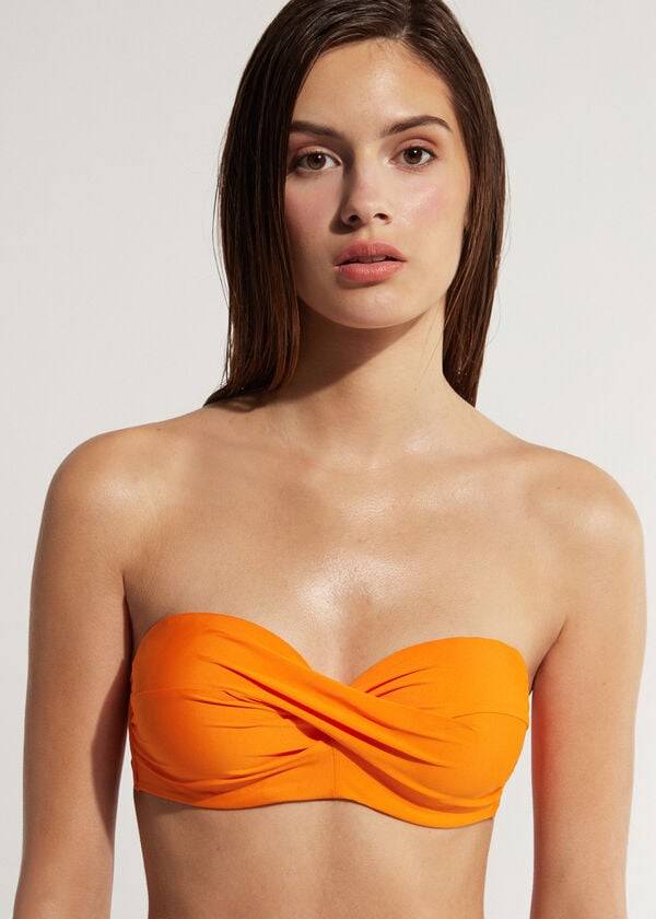 orange gepolsterte bandeau indonesia damen-bikinioberteile von calzedonia