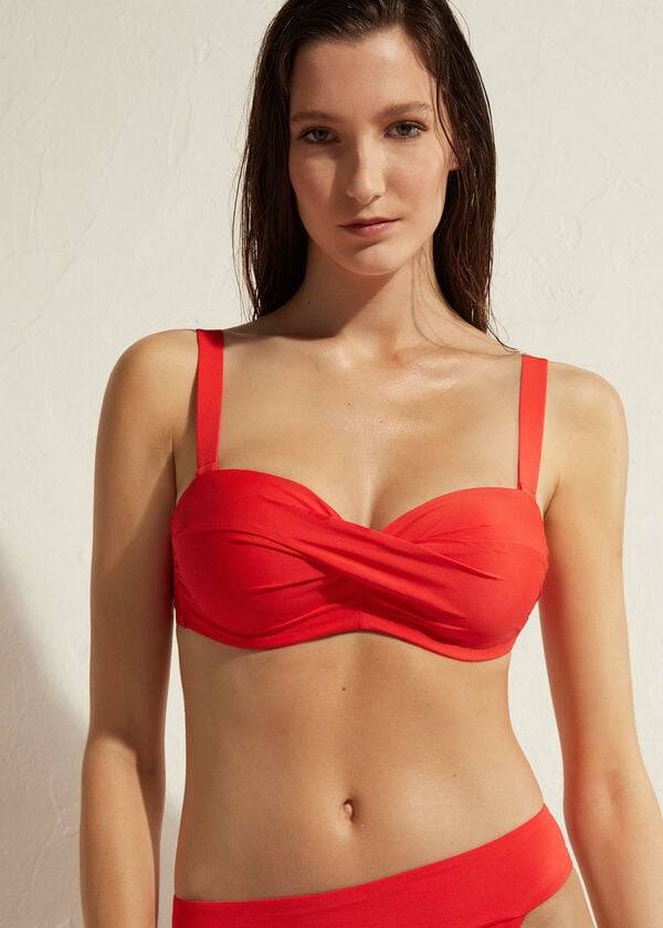 damen calzedonia bandeau bikini-oberteil mit polsterung indonesien rot