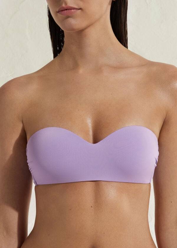 damen calzedonia wattiertes bandeau indonesia Öko-bikinioberteil lila