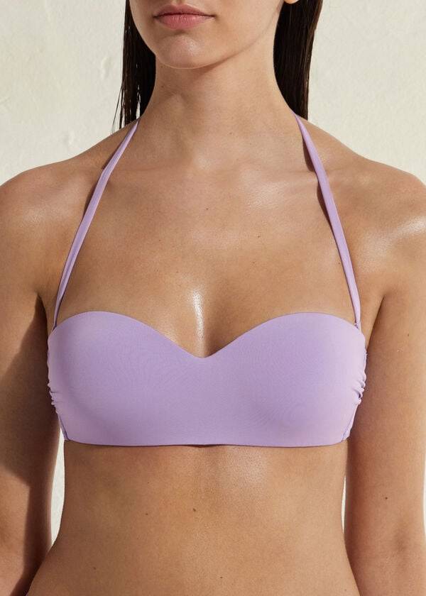 damen calzedonia wattiertes bandeau indonesia Öko-bikinioberteil lila
