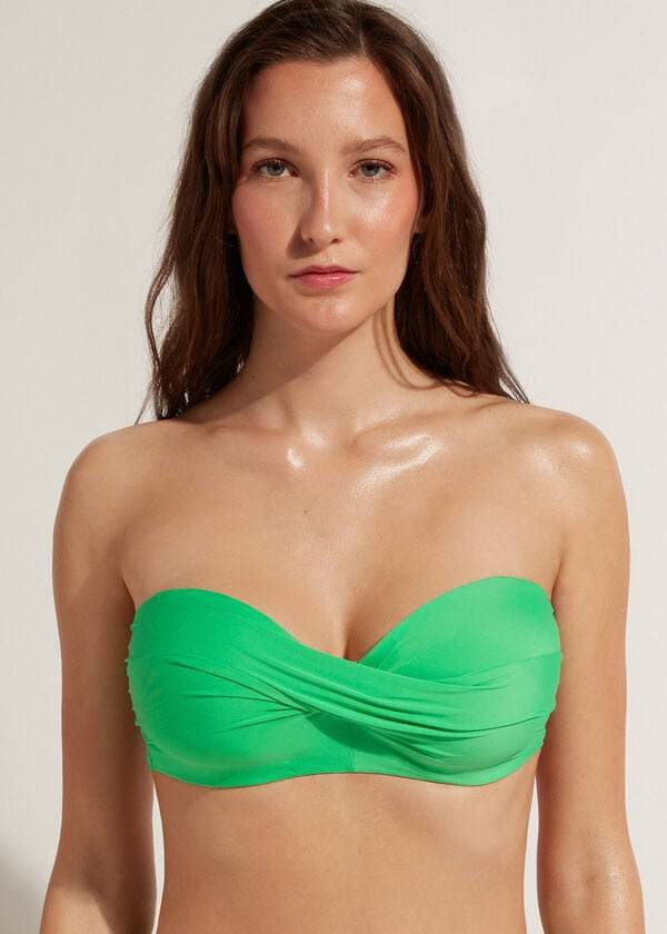 damen calzedonia wattiertes bandeau indonesia eco cobey bikinioberteil grün