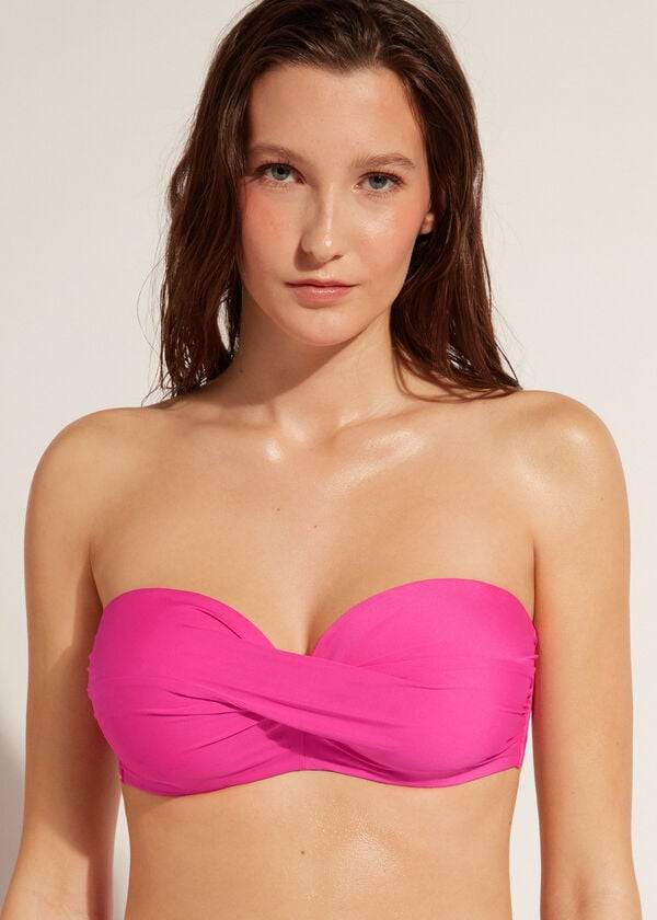 rosa calzedonia wattiertes bandeau indonesien eco cobey damen-bikinioberteil