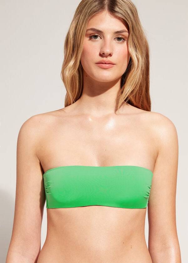 calzedonia padded bandeau indonesia eco rosa damen-bikinioberteil grün