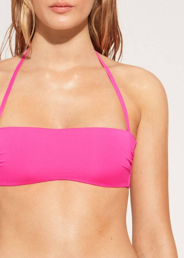 calzedonia padded bandeau indonesia eco rosa damen-bikinioberteil rosa