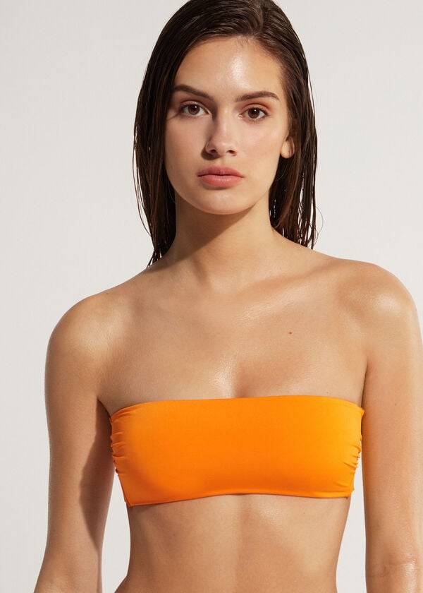 calzedonia gepolstertes bandeau indonesia eco trägerloses damen-bikini-oberteil orange