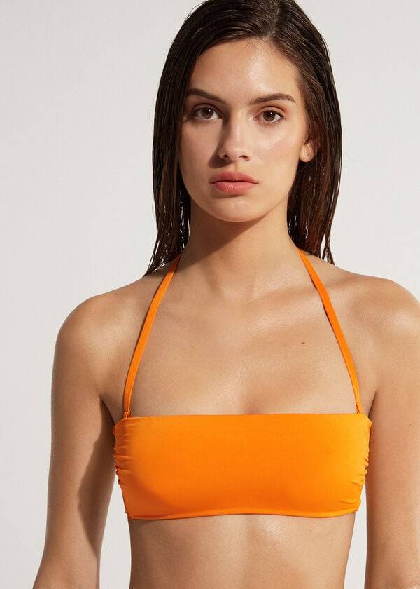 calzedonia gepolstertes bandeau indonesia eco trägerloses damen-bikini-oberteil orange