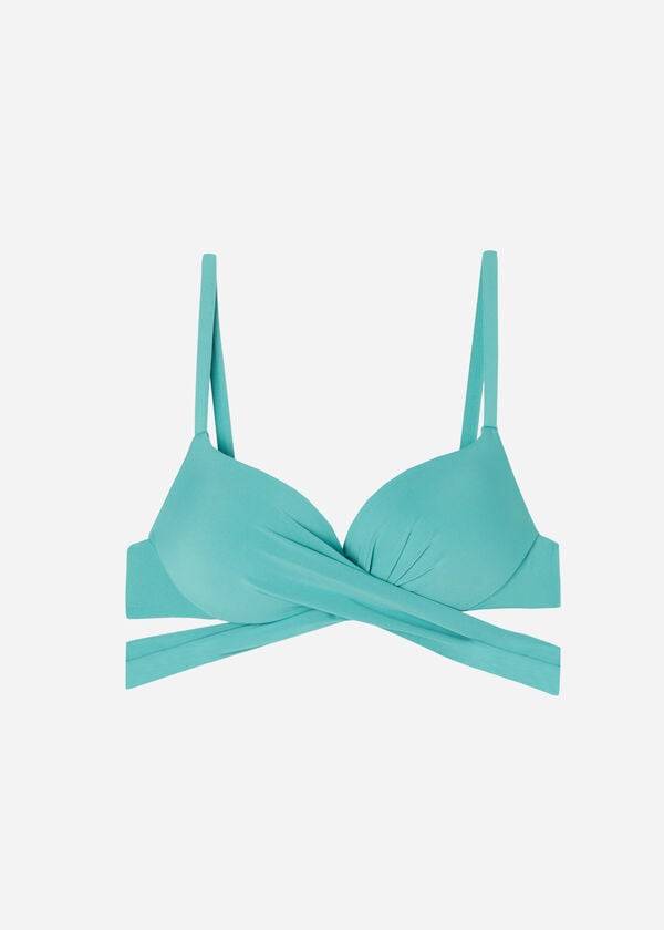 türkisfarbene calzedonia gepolsterte push-up-bikini-oberteile aus indonesien für damen Öko-qualität