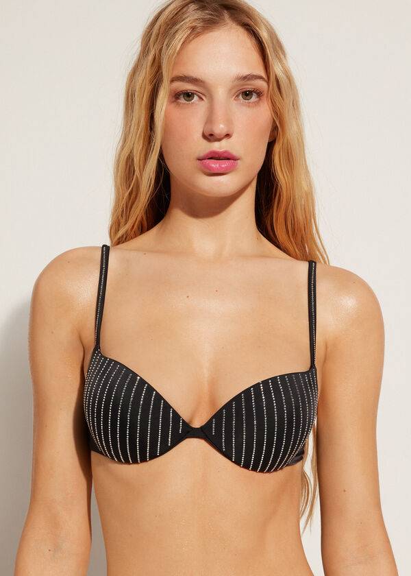 schwarze calzedonia bikini-oberteile für damen mit push-up-funktion und polsterung shanghai
