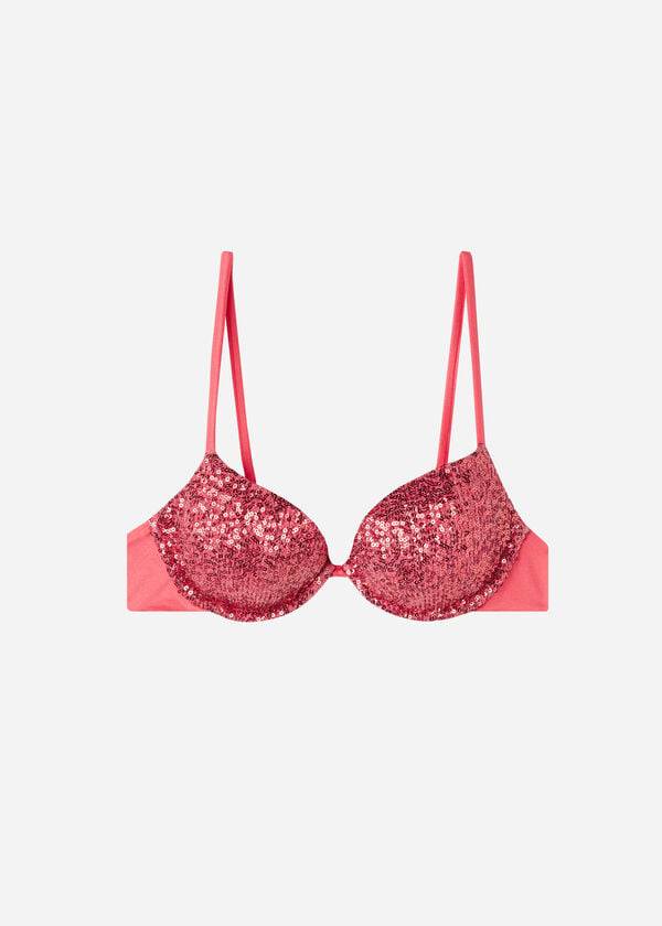 pinkfarbene calzedonia gepolsterte push-up cannes damen-bikini-oberteile