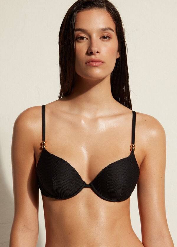 calzedonia damen-bikini-oberteil casablanca mit polsterung und push-up-funktion schwarz