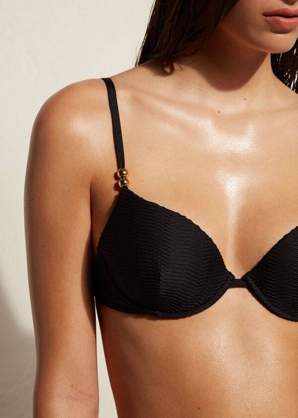 calzedonia damen-bikini-oberteil casablanca mit polsterung und push-up-funktion schwarz